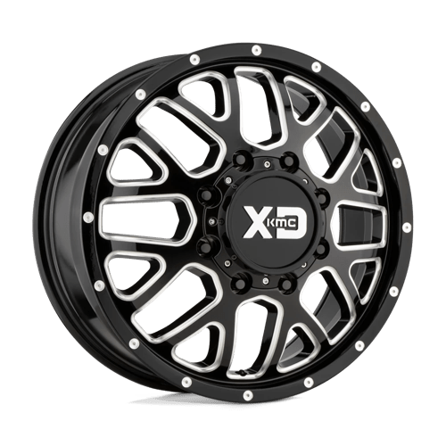 XD XD843 GRENADE DUALLY Gloss Black Milled - Front 20x8.25 +127 8X210 154.3