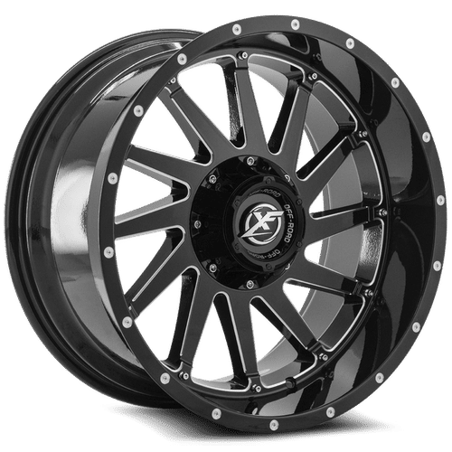 XF OFFROAD XF-216 Gloss Black Milled 20x10 -12 6x135/6x139.7 108