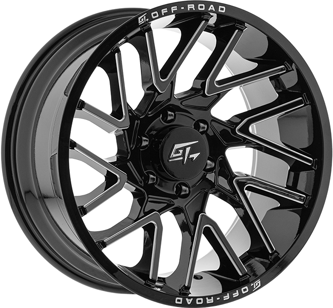 GT OFFROAD AGGRESSION Gloss Black Milled 22x12 -44 8x180 125.2