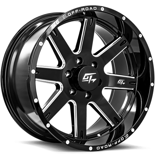 GT OFFROAD INVASION Gloss Black Milled 20x12 -44 8x170 125.2