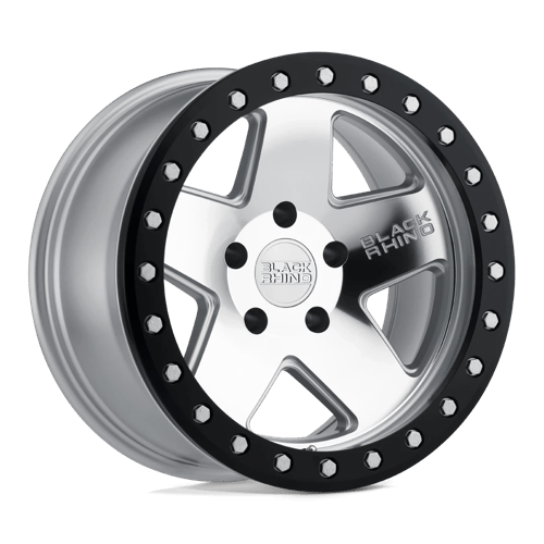 Black Rhino Hard Alloys CRAWLER Silver W/ Mirror Face & Black Lip Ring 17x8.5 +0 6X135 87.1