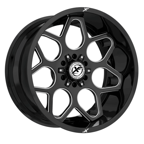 XF OFFROAD XF-233 Gloss Black Milled 20x10 -12 8x165.1/8x180 125.2