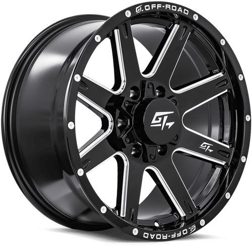 GT OFFROAD INVASION Gloss Black Milled 18x9 +12 6x135/6x139.7 106.1