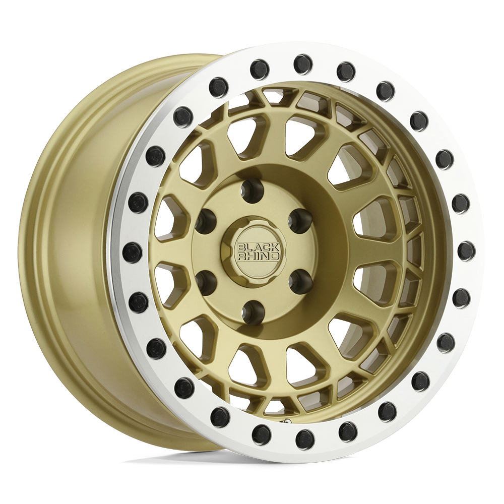 Black Rhino Hard Alloys PRIMM BEADLOCK Matte Gold W/ Machined Ring 17x8.5 -30 6X139.7 112.1