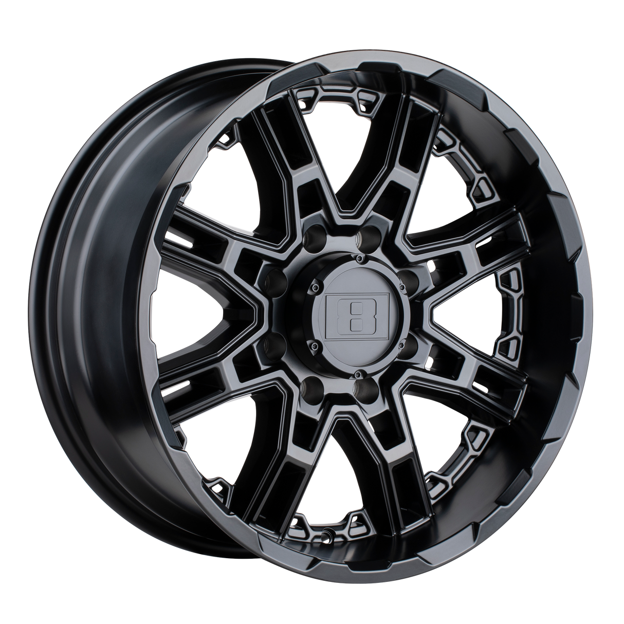 Level 8 SLINGSHOT Matte Black 22x10 -12 6X135 87.1