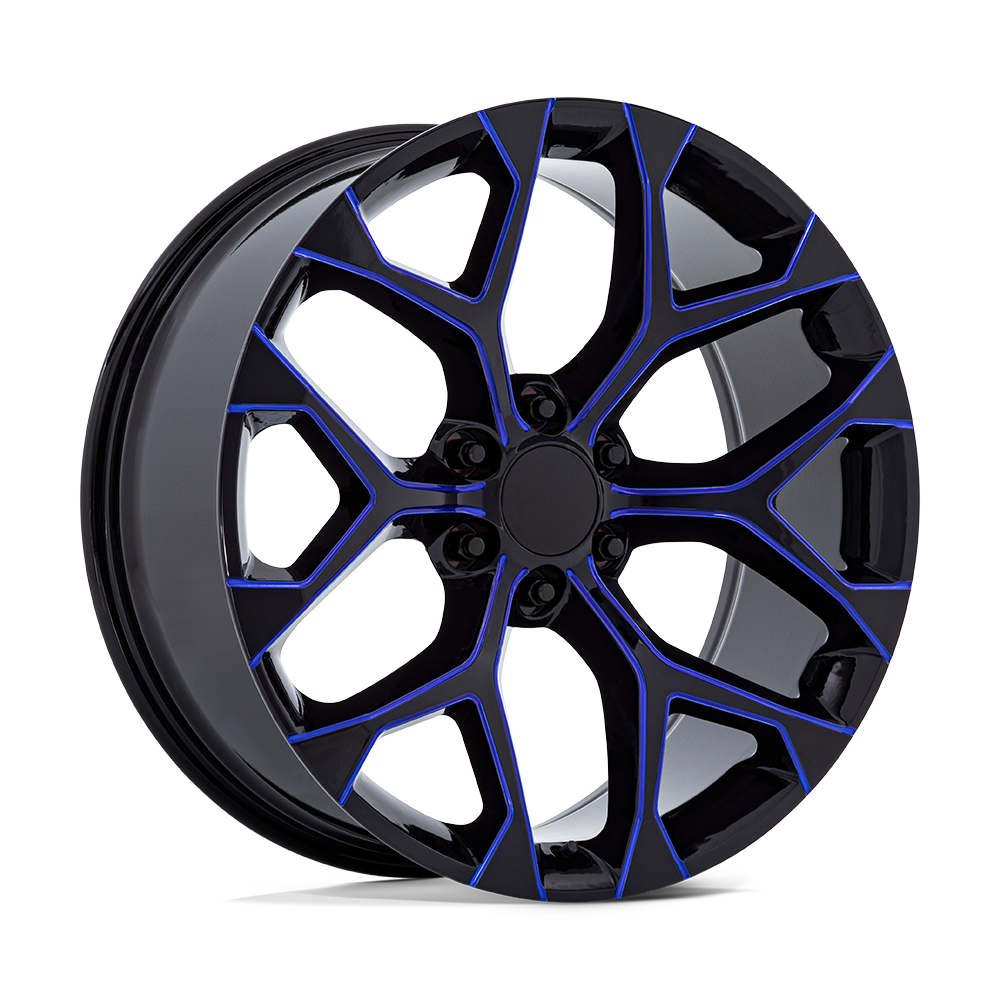 Performance Replicas PR176 Gloss Black Machined W/ Blue Milling 24x10 +24 6X139.7 78.1