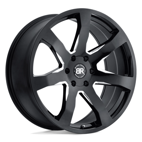 Black Rhino Hard Alloys MOZAMBIQUE Gloss Black & Milled 24x10 +25 6X139.7 112