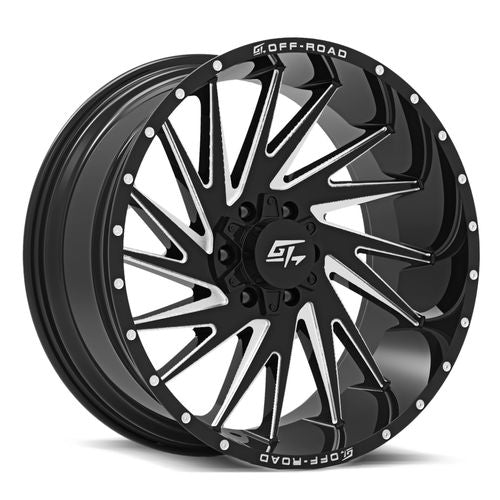 GT OFFROAD TOMAHAWK Gloss Black Milled 22x10 -18 8x165.1/8x170 125.2