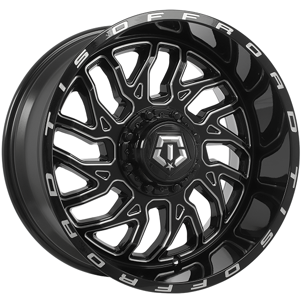 TIS Wheels 544 Gloss Black - Milled Edge 20x10.0 -25 5x114.3/5x127 78.1