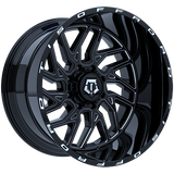 TIS Wheels 544 Gloss Black - Milled Edge 22x12.0 -44 5x127/5x139.7 78.1