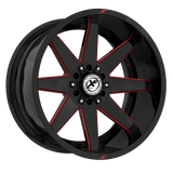 XF OFFROAD XF-236 Gloss Black Milled Red 20x9 +12 8x165.1/8x170 125.2