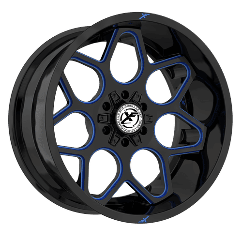 XF OFFROAD XF-233 Gloss Black Milled Blue 20x10 -12 6x135/6x139.7 106.4