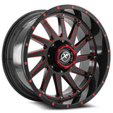 XF OFFROAD XF-216 Gloss Black Milled Red 20x12 -44 5x127/5x139.7 78.1