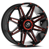 XF OFFROAD XF-220 Gloss Black Red Milling 22x12 -44 5x127/5x139.7 78.1