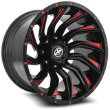 XF OFFROAD XF-224 Gloss Black Milled Red 20x12 -44 5x127/5x139.7 78.1