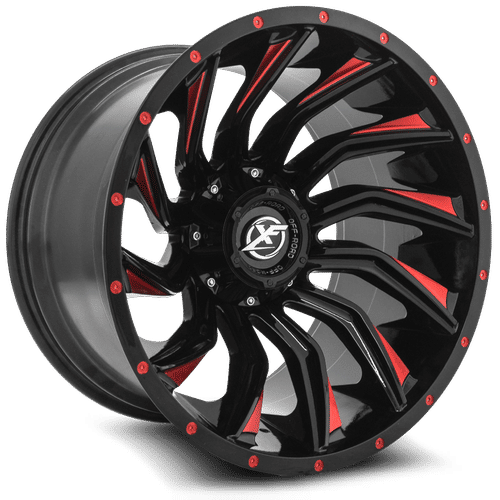 XF OFFROAD XF-224 Gloss Black Milled Red 20x10 -24 6x135/6x139.7 108