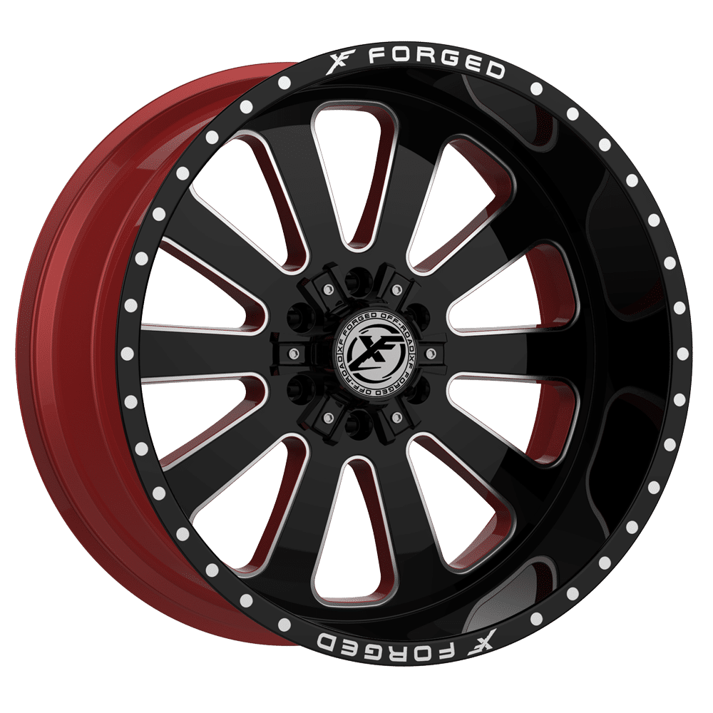 XF OFFROAD XFX-302 Gloss Black Milled W/Red Inner 24x14 -76 5x127/5x139.7 78.1