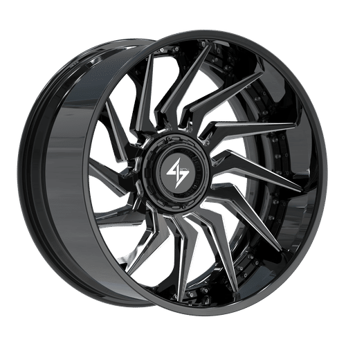 SENTALI BARREL FORGED XTREME BFX4 Gloss Black Lip / Gloss Black Milled Centre 24x12 -44 8x165.1/8x180 125.2