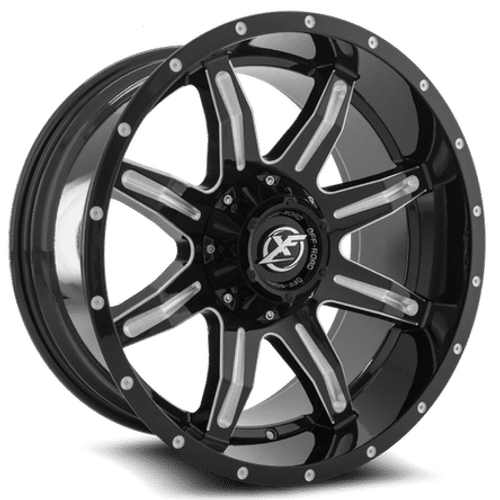 XF OFFROAD XF-215 Gloss Black Milled 20x12 -44 5x127/5x139.7 78.1