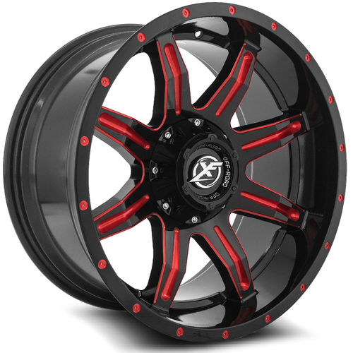 XF OFFROAD XF-215 Gloss Black Milled Red 20x9 +0 5x139.7/5x150 110.3