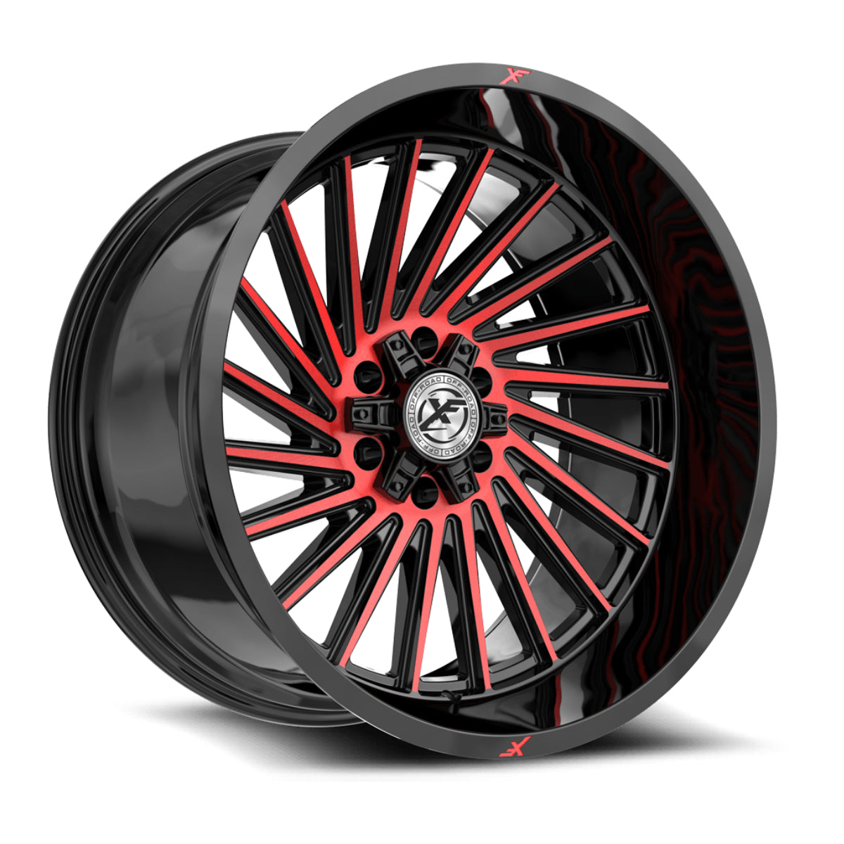 XF OFFROAD XF-239 Gloss Black Machined Red 20x10 -24 6x135/6x139.7 106.4
