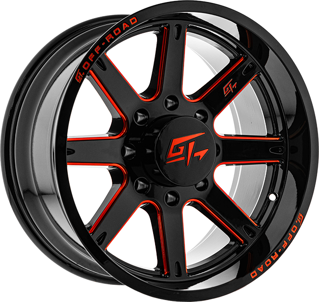 GT OFFROAD INVASION Gloss Black Milled Red 20x10 -18 6x135 87.1