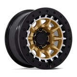 Black Rhino Hard Alloys BR016 TUSK Matte Gold Machined Ring W/ Black Rock Guard 17x8.5 -10 6X114.3 66.06