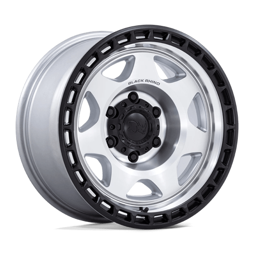 Black Rhino Hard Alloys BR018 VOYAGER Silver Machined W/ M-Black Lip 17x8.5 -10 6X139.7 106.1