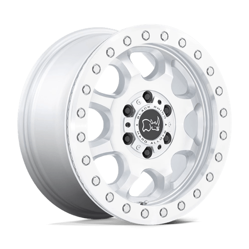 Black Rhino Hard Alloys VENTURE BEADLOCK Gloss Silver W/ Machined Face 17x8 +38 6X130 84.1