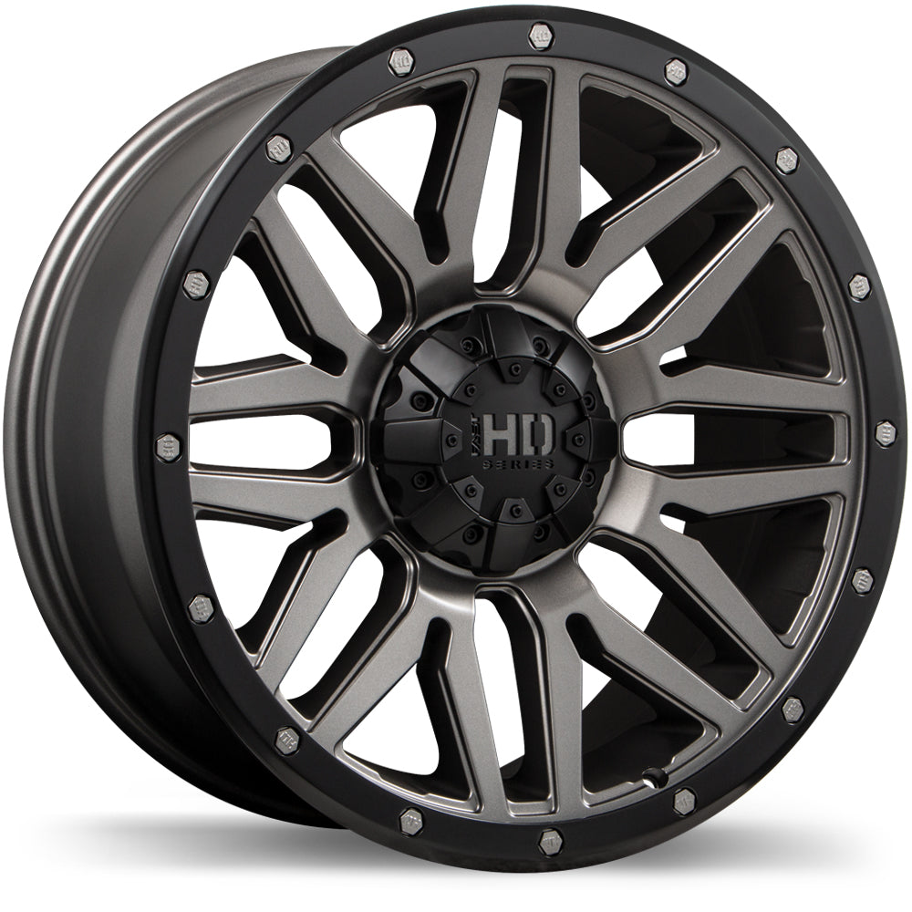 Fast HD Menace Satin Gunmetal with Black Trim 17x8.0 +15 6x135 / 139.7 106.1