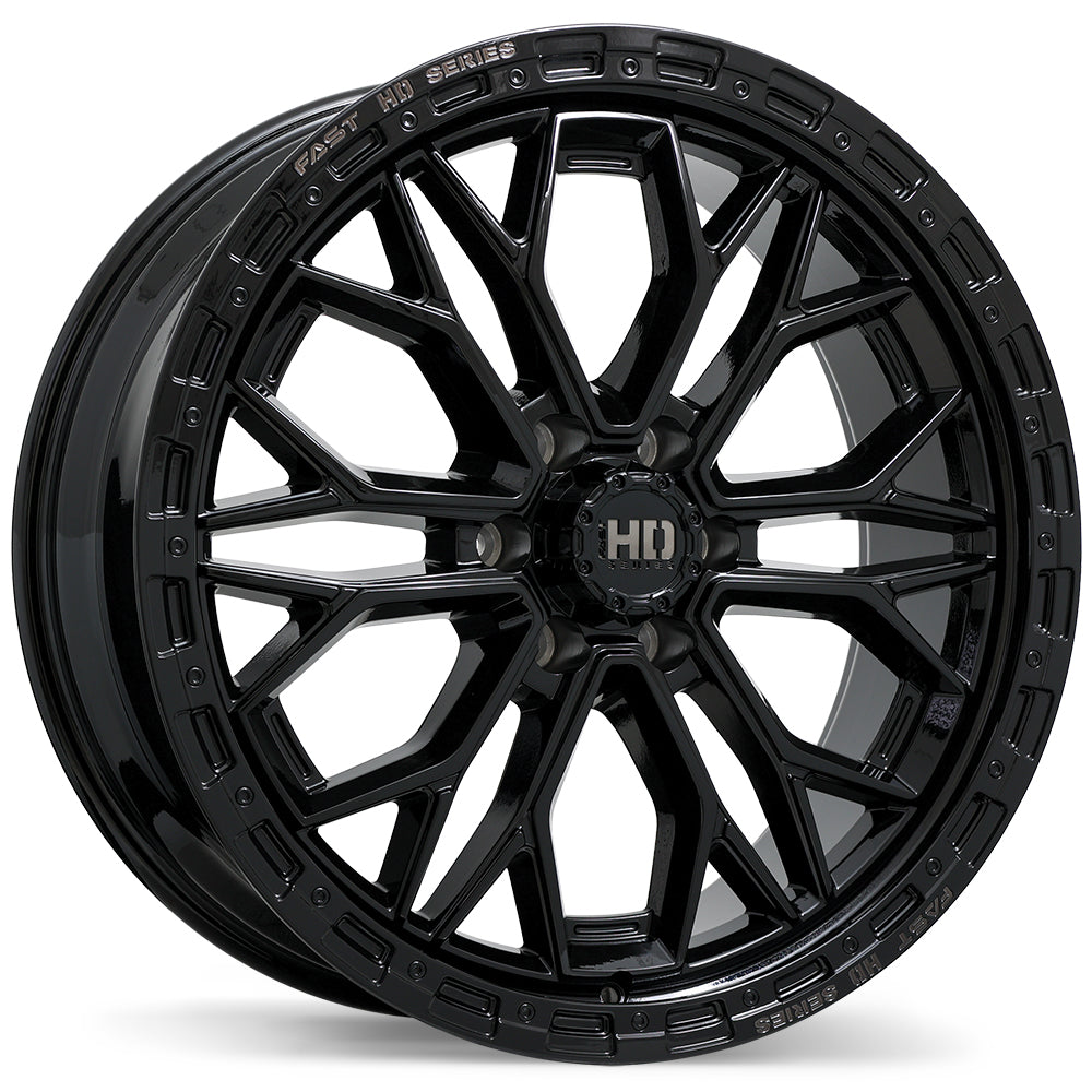Fast HD Muramasa Gloss Black with Grey Milling 22x9.0 +26 6x139.7 78
