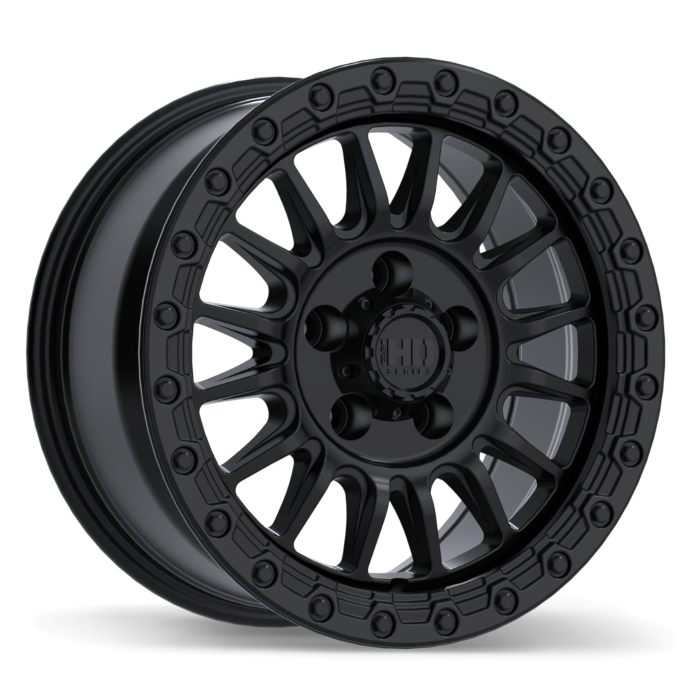 Fast HD Surge Satin Black with Gloss Black Lip 17x8.5 +24 5x127 71.5