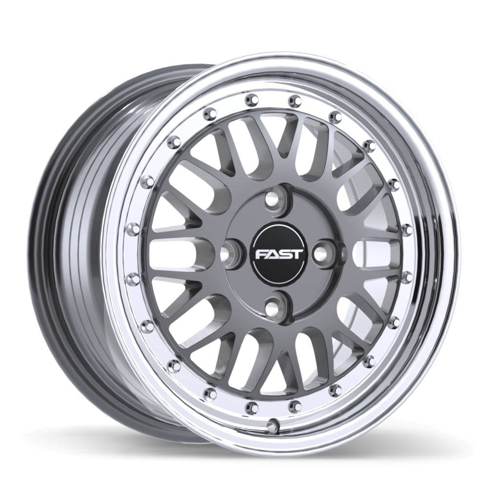 Fast Wheels FR01 Gloss Gunmetal with Machined Lip 15x7.0 +40 4x114.3 72.6