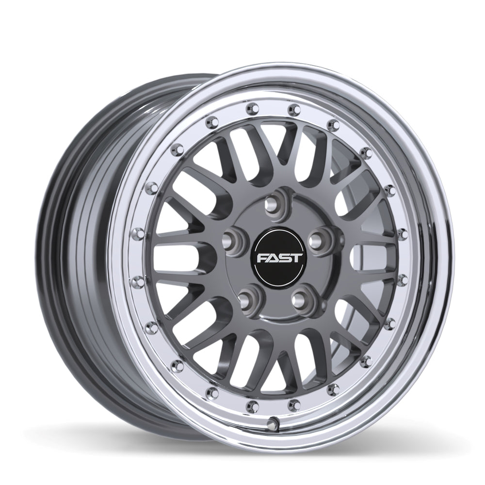 Fast Wheels FR01 Gloss Gunmetal with Machined Lip 15x7.0 +25 5x120.65 72.6