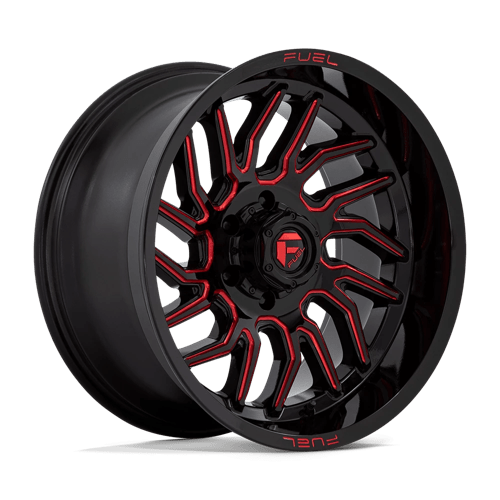 Fuel D808 HURRICANE Gloss Black Milled Red Tint 20x10 -18 6X139.7 106.1