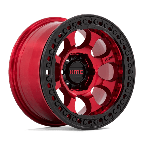 KMC KM237 RIOT BEADLOCK Candy Red W/ Satin Black Ring 17x9 -12 6X139.7 108