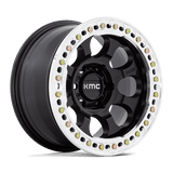 KMC KM237 RIOT BEADLOCK Satin Black W/ Machined Ring 17x8.5 +0 5X127 71.5