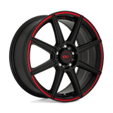 Motegi MR142 CS8 Satin Black W/ Red Stripe 17x7 +40 5X110/5X115 72.6