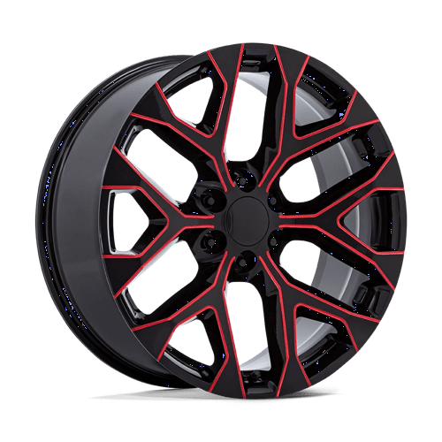 Performance Replicas PR177 Gloss Black Red Milled 22x9 +24 6X139.7 78.1