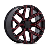 Performance Replicas PR177 Gloss Black Red Milled 22x9 +24 6X139.7 78.1