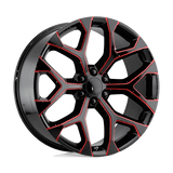 Performance Replicas PR176 Gloss Black Red Milled 24x10 +24 6X139.7 78.1