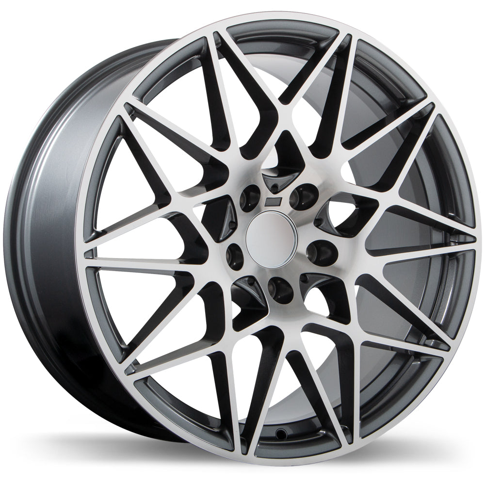 Replika R208 Gloss Gunmetal with Machined Face 18x8.5 +35 5x120 72.6