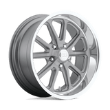 US Mag U111 RAMBLER Textured Gray W/ Diamond Cut Lip 18x7 +1 5X114.3 72.7