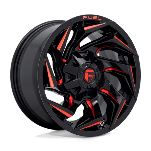 Fuel D755 REACTION Gloss Black Milled W/ Red Tint 18x9 -12 8X165.1 125.2