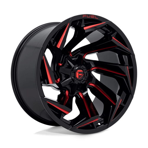 Fuel D755 REACTION Gloss Black Milled W/ Red Tint 22x12 -44 8X180 124.3