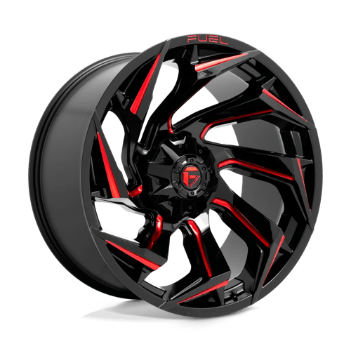 Fuel D755 REACTION Gloss Black Milled W/ Red Tint 24x12 -44 8X180 124.3