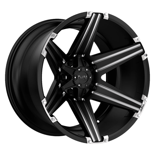 Tuff T12 Satin Black W/ Milled Spokes And Brushed Inserts 20x12 -45 6X139.7 106.1