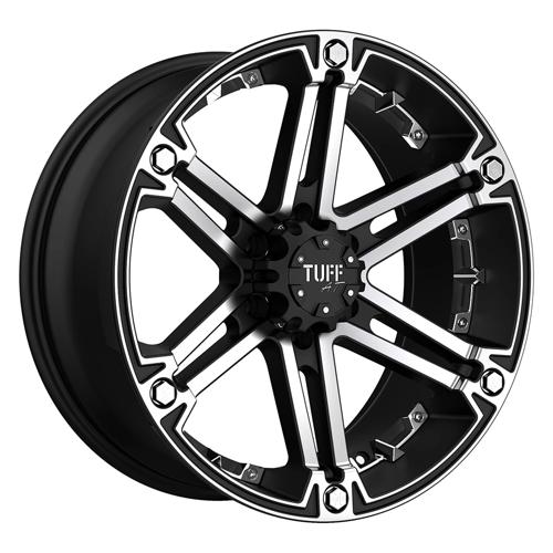 Tuff T01 Flat Black W/ Machined Face And Chrome Inserts 20x9 -13 6X139.7 108