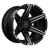 Tuff T12 Satin Black W/ Milled Spokes 24x11 -45 5X114.3/5X127 78.1