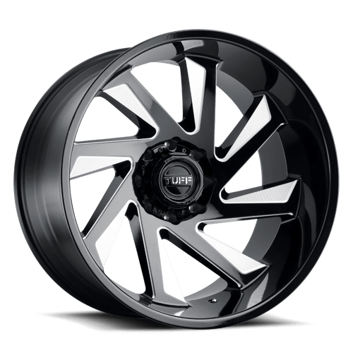 Tuff T1B Gloss Black W/ Milled Spokes 24x14 -72 8X165.1 125.1